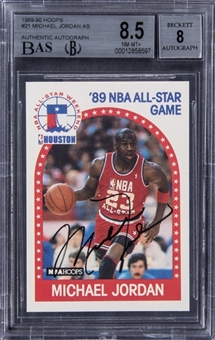 1989-90 Hoops #21 Michael Jordan All Star Signed Card - BGS NM-MT+ 8.5/BGS 8